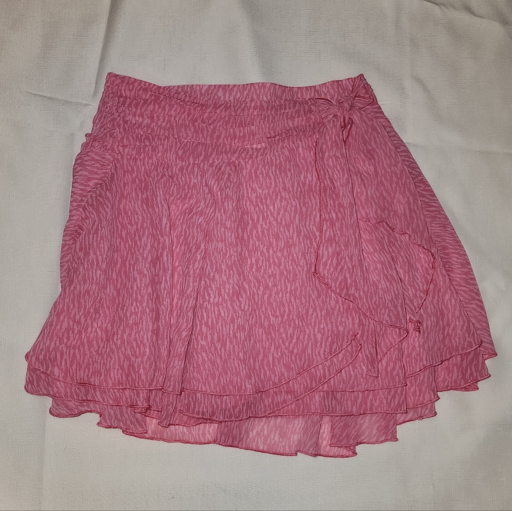 Aerie Pink Ruffle Mini Skirt Flowy Boho Coquette Tiered Skort Small Feminine - Picture 4 of 6